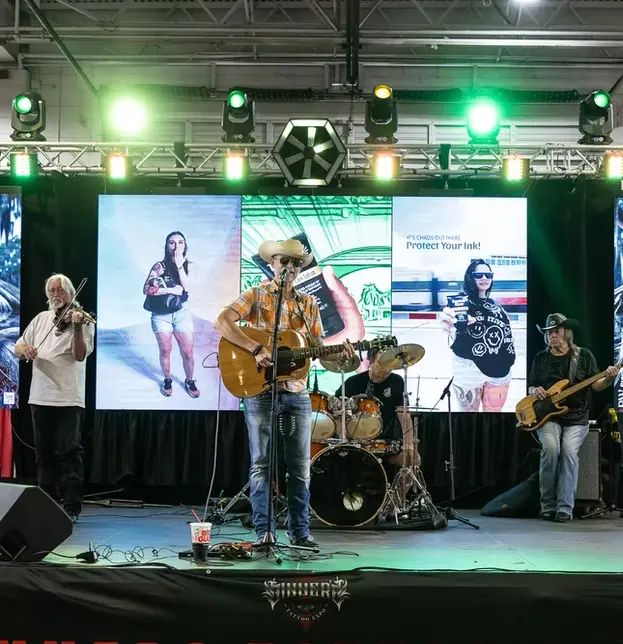 Live band playing at the expo